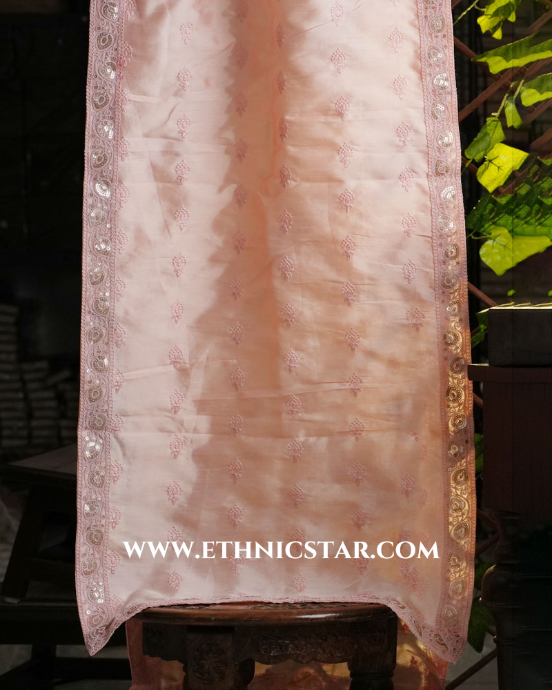 Peach Groom Wear Dupatta In Silk