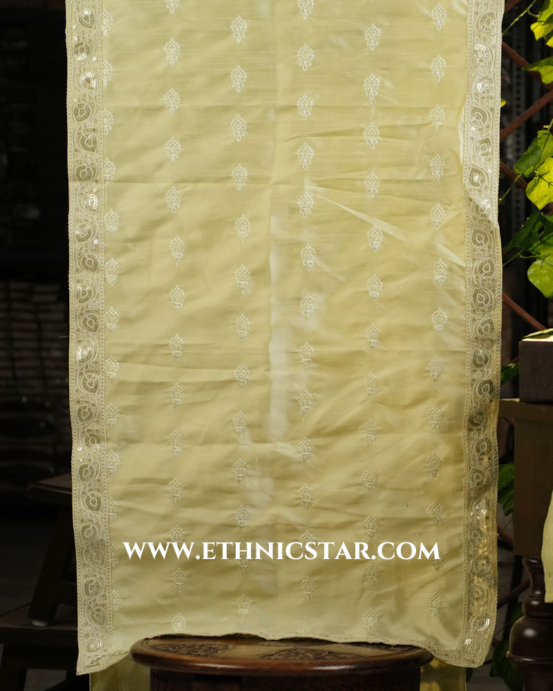 Groom Wear Pista Green Dupatta In Silk Fabric