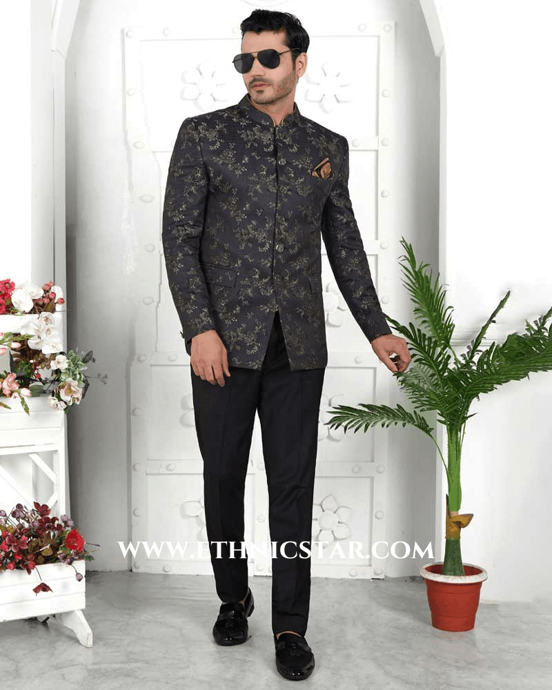 Dark Grey Imported Jodhpuri Suit
