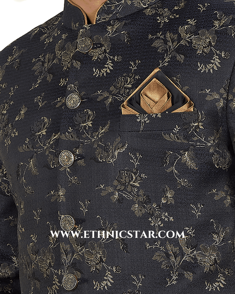 Dark Grey Imported Jodhpuri Suit