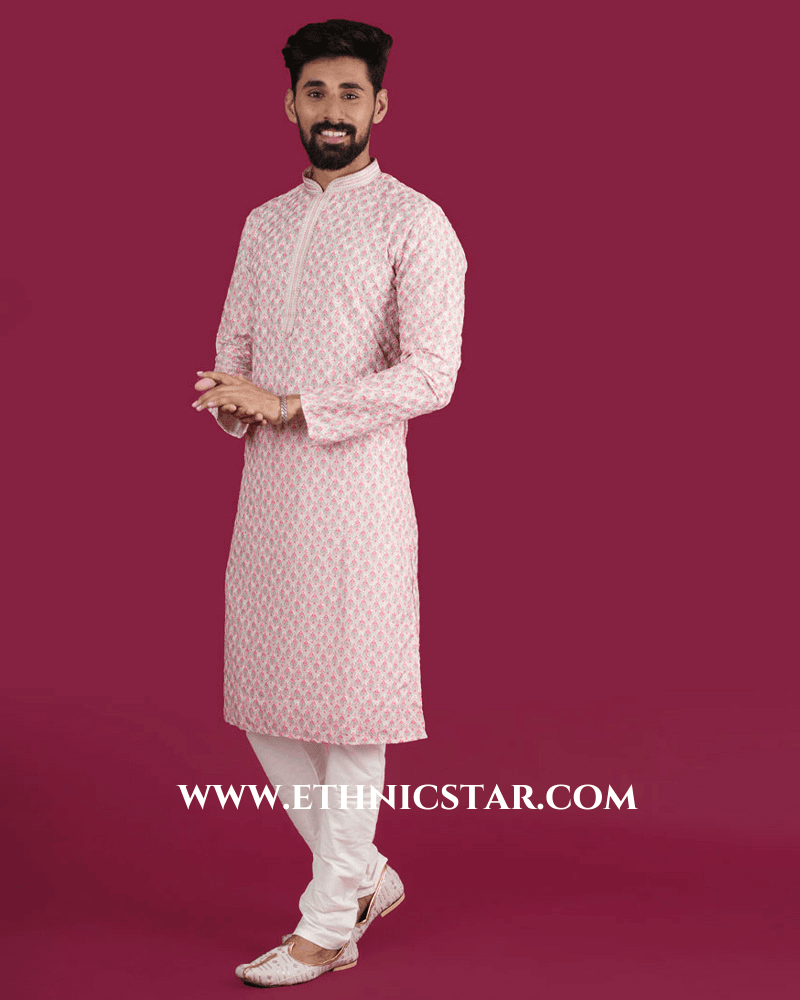 Peach Fancy Printed Kurta Pajama
