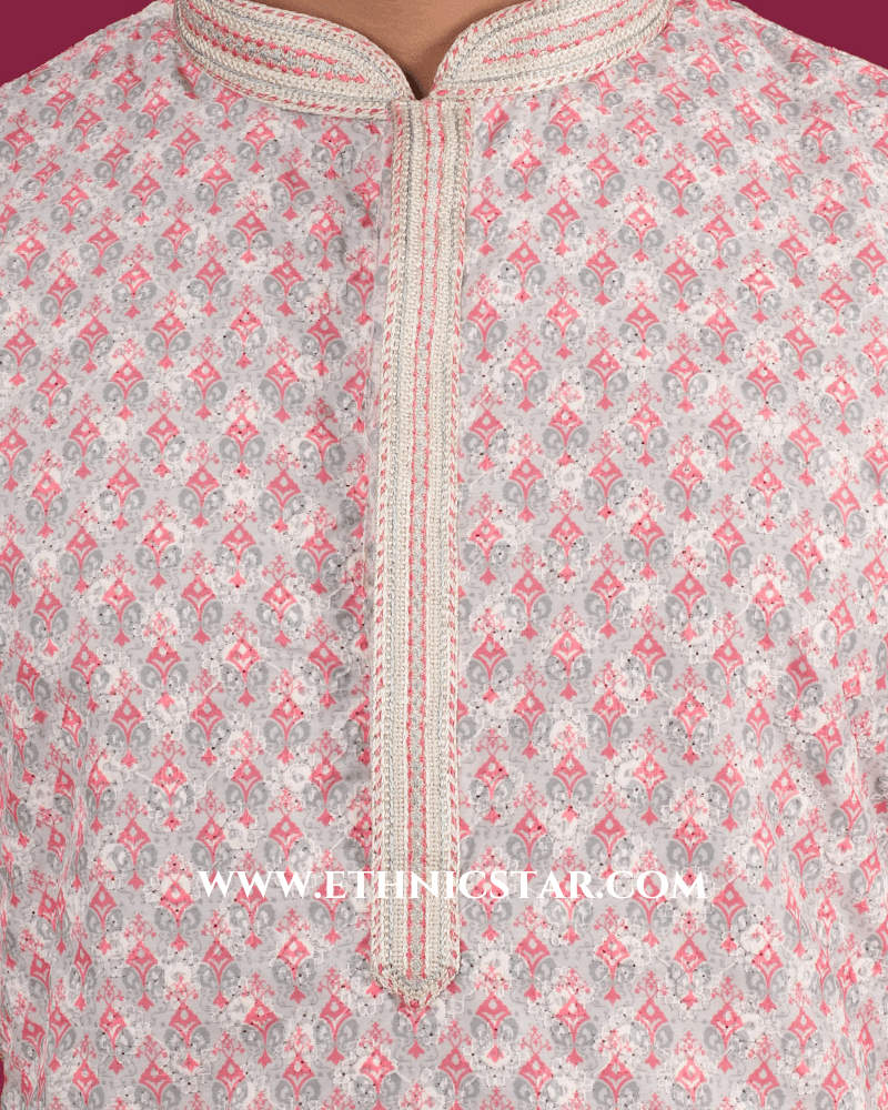 Peach Fancy Printed Kurta Pajama
