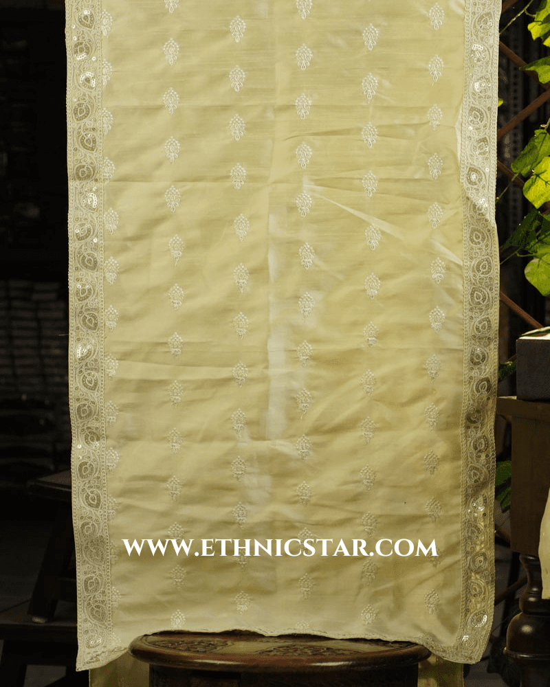 Groom Wear Pista Green Dupatta In Silk Fabric