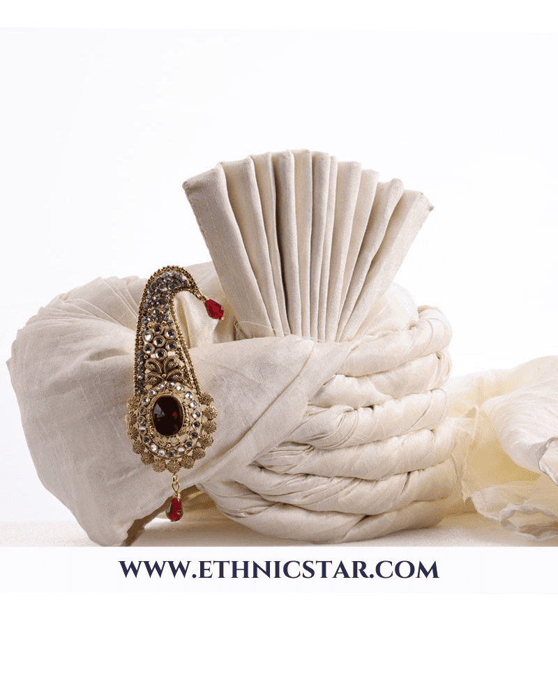 Art Silk Off White Safa For Man