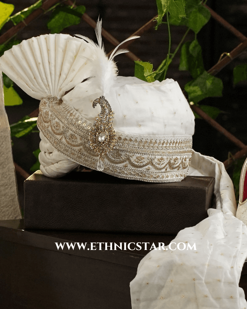 Classic Off White Cotton Silk Safa